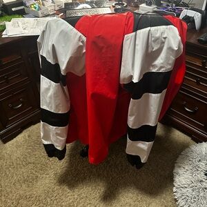 Red and White Striped Adidas jacket adv/91-18